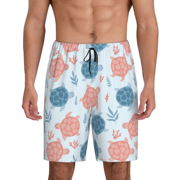 Fotbe Sea Turtle Pantalones Cortos de Pijama para Hombre, Ropa de Dormir, Pantalones de Pijama Cortos para Hombre-Large