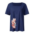 thumbnail image 4 of LYXSSBYX Clearance Plus Size Womens Shirts Women Neck Short Sleeve Casual Fashion Printed Button Top T-Shirt, 4 of 4