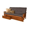 Somette Monterey Storage Fullsize Futon Set in Barbados Finish with Twill Gray Mattress