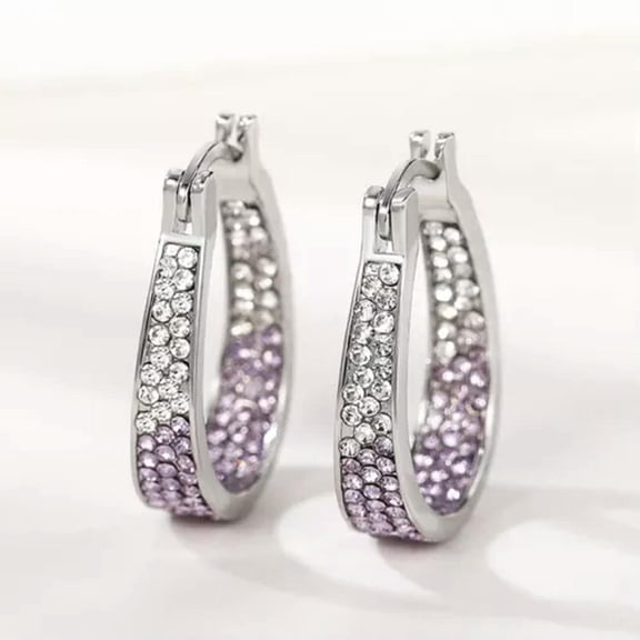 Women Jewelry 925 Silver Hoop Earring Gorgeous Cubic Zircon Wedding Gifts A Pair