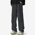 thumbnail image 2 of XIYON Mens Casual Pants 2025 Autumn New Men's Solid Color Wide Leg Paratrooper Overalls Couple Loose Straight Leg Functional Pants Trousers Streetwear, 2 of 4