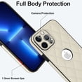 thumbnail image 7 of Compatible WIth iPhone 13 Pro Phone Case with Logo Window,Trendy Diamond-checkered Pattern PU Leather Soft TPU Ultra Slim Anti-fall Shockproof Protective Back Cover Phone Case,White, 7 of 7