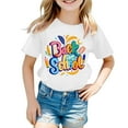 thumbnail image 4 of Tfken Back-To-School Teen Girls T-Shirts Daily Wear Crew Neck Letter Print Tee Short Sleeve Fashion White Tops Size 6 Years-7 Years, 4 of 4