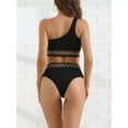 thumbnail image 3 of DARING DIVA Women's 2 Piece Ribbed One Shoulder Color Braided Trim Bikini Set XS Black, 3 of 6