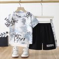 thumbnail image 2 of KPOPLK Toddler Boys Sports Outfits Set for Teen Clothes Quick Dry Athletic Shirt Shorts Set Soccer Set Baseball Active Outfit 2Pcs 1-14Y Size 7-8 Years,Sky Blue, 2 of 9