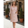 thumbnail image 3 of Vestido Maternidad Juvenil Rayón Fresco Vestido Embarazo Moderno Casual Verano Off Shoulder Color Rosa, 3 of 3