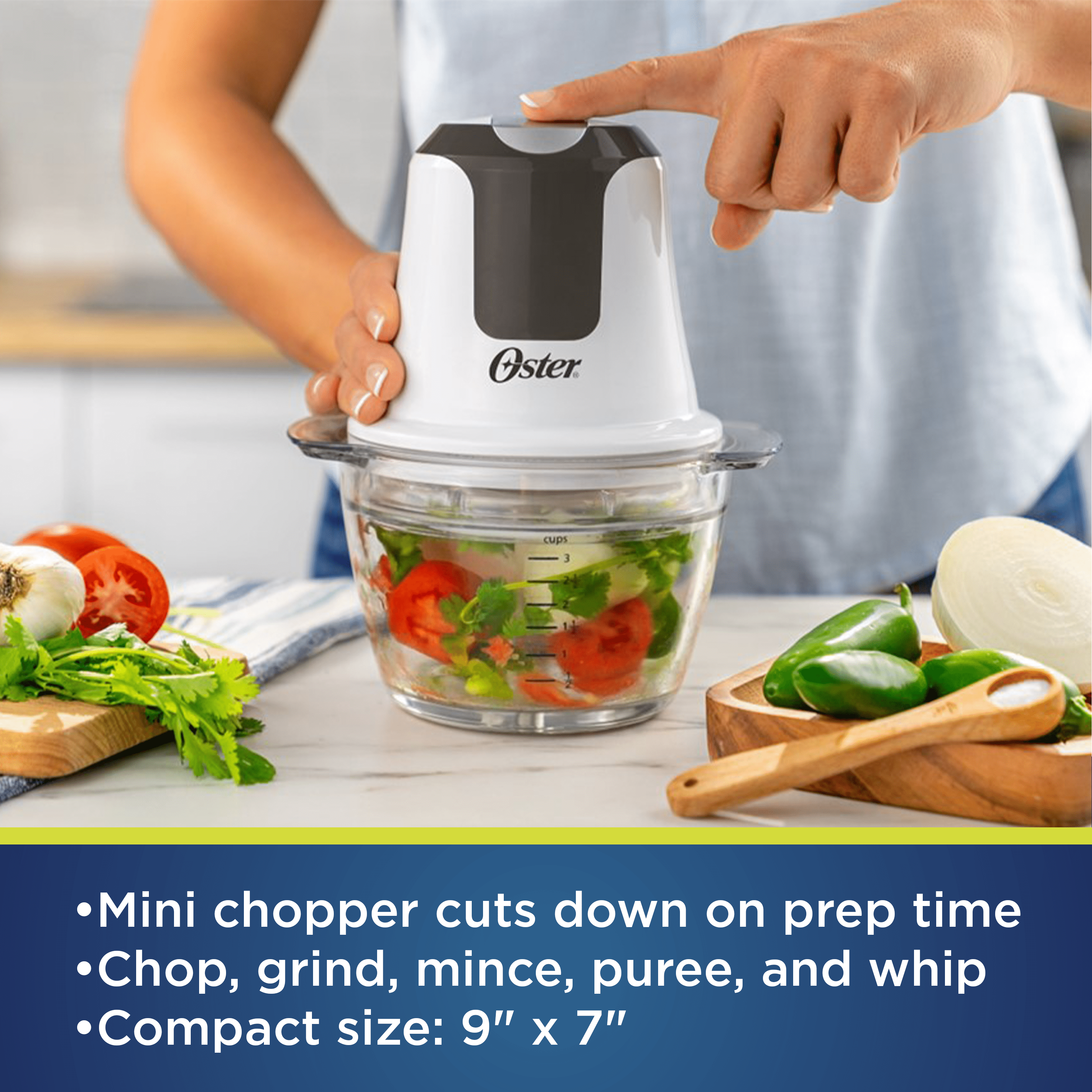 3 Cup Food Chopper With Glass Bowl