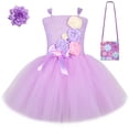 thumbnail image 4 of Vestido tutú Isabella para niñas con flores de lavanda, ropa de Halloween, disfraz de princesa con encanto para niños, vestidos de fiesta de carnaval elegantes, 4 of 5