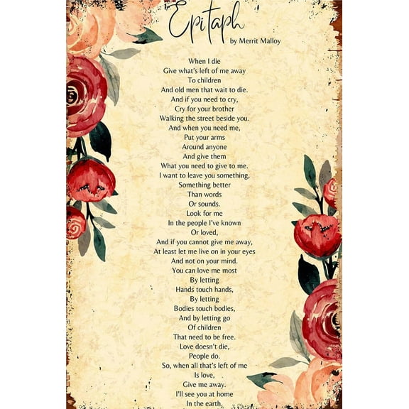 Epitaph Poem Wall Art Prints for Living Room Decor Bedroom Poster