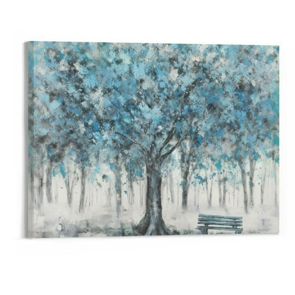 Creowell Fall Decor Blue Tree Canvas Print Canvas Wall Art Picture 20x16in for Living Room Bedroom 20x16in