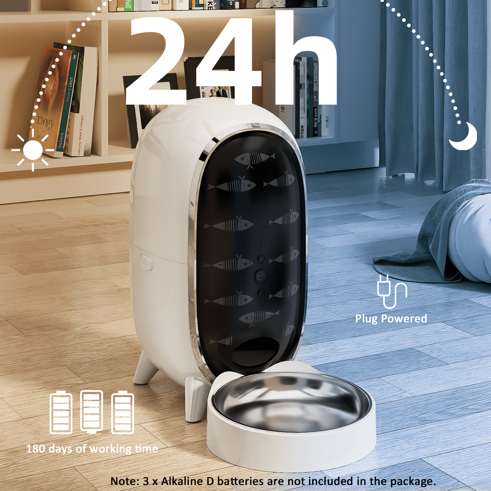WAOWAO Smart Pet Feeder with 1080P HD Camera, App Control, Voice Recorder, 3L Large Capacity for Cats/Dogs