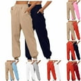 thumbnail image 4 of Sweatpants for Women 2 Piece Solid Color Lightweight Jogger Pants Lounge Workout Running Pant with Pockets Khaki XXL, 4 of 4