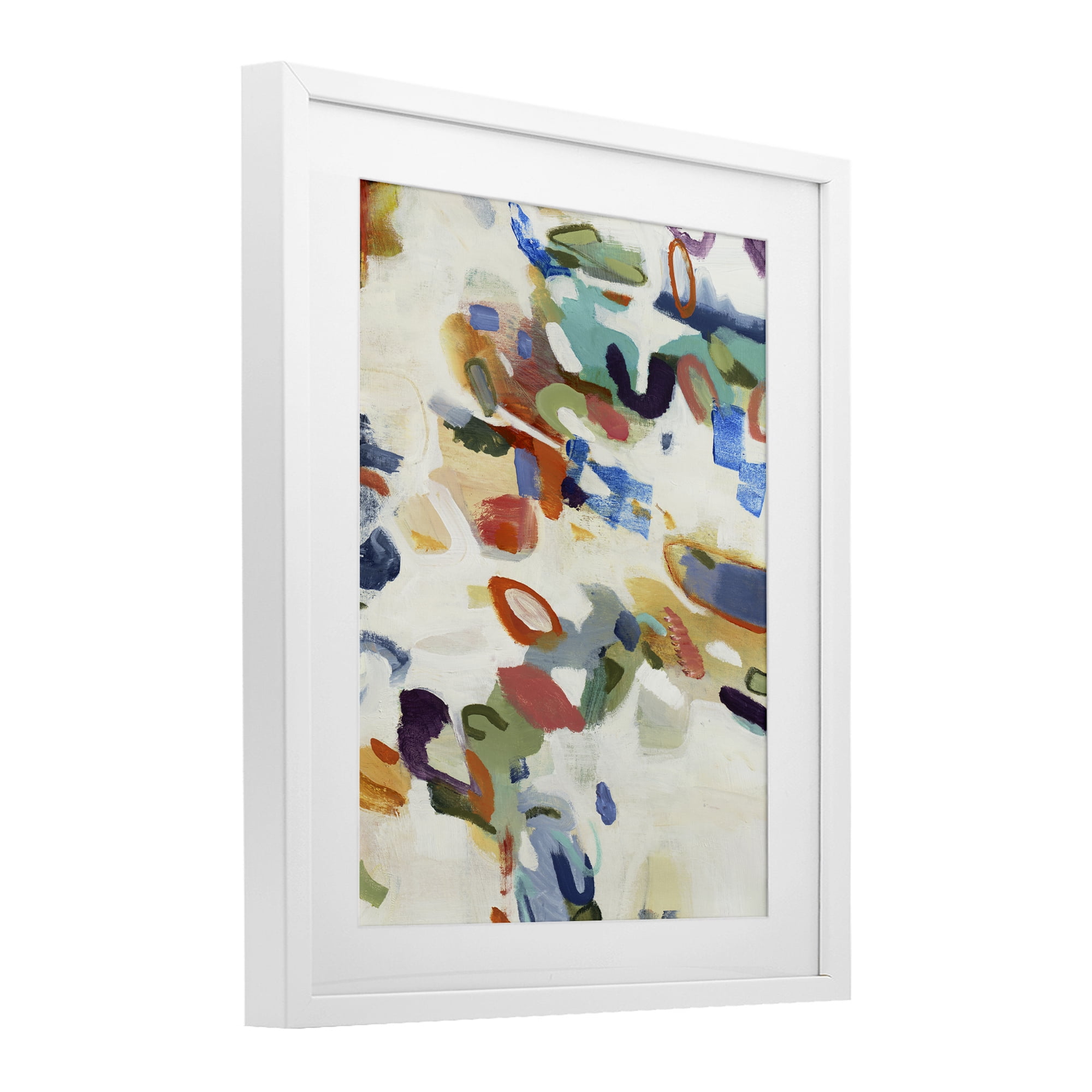 Stupell Industries Multihued Expressive Abstract White Framed Print Under Glass, design by Lisa Ridgers