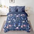 thumbnail image 2 of Homewish Flying Blue Butterflies 7pcs Bedding Comforter Set for Teens Female Men,Pink Floral Flower Queen Bedding Sets Super Cozy,Dreamy Princess Queen Sheet Sets,Microfiber Bedroom Decor,Reversible, 2 of 8