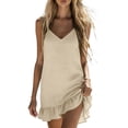 thumbnail image 5 of Summer Plus Size Dresses for Womens 2026 Fashion Cotton And Linen Solid Color Long Skirt With Thin Shoulder Straps And V-neck Suspender Dress, 5 of 8
