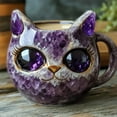 thumbnail image 3 of LANFENG Cat Mug, Mineral Crystal Coffee Mugs, Cute Mineral Crystal Cat Coffee Mug, Resin Multi Colored Geode Crystals Mugs Tea Cup for Cats Lovers, Women, Mom, Men, Friends, 12oz (Pink), 3 of 7
