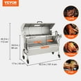 thumbnail image 6 of VEVOR Stainless Steel Rotisserie Grill with Hooded Cover, BBQ Whole Pig Lamb Goat Charcoal Spit Grill, Electric 50W Motor BBQ Hog Rotisserie Roaster, 46 Inch 132Lbs Capacity Lamb Rotisserie System, 6 of 9