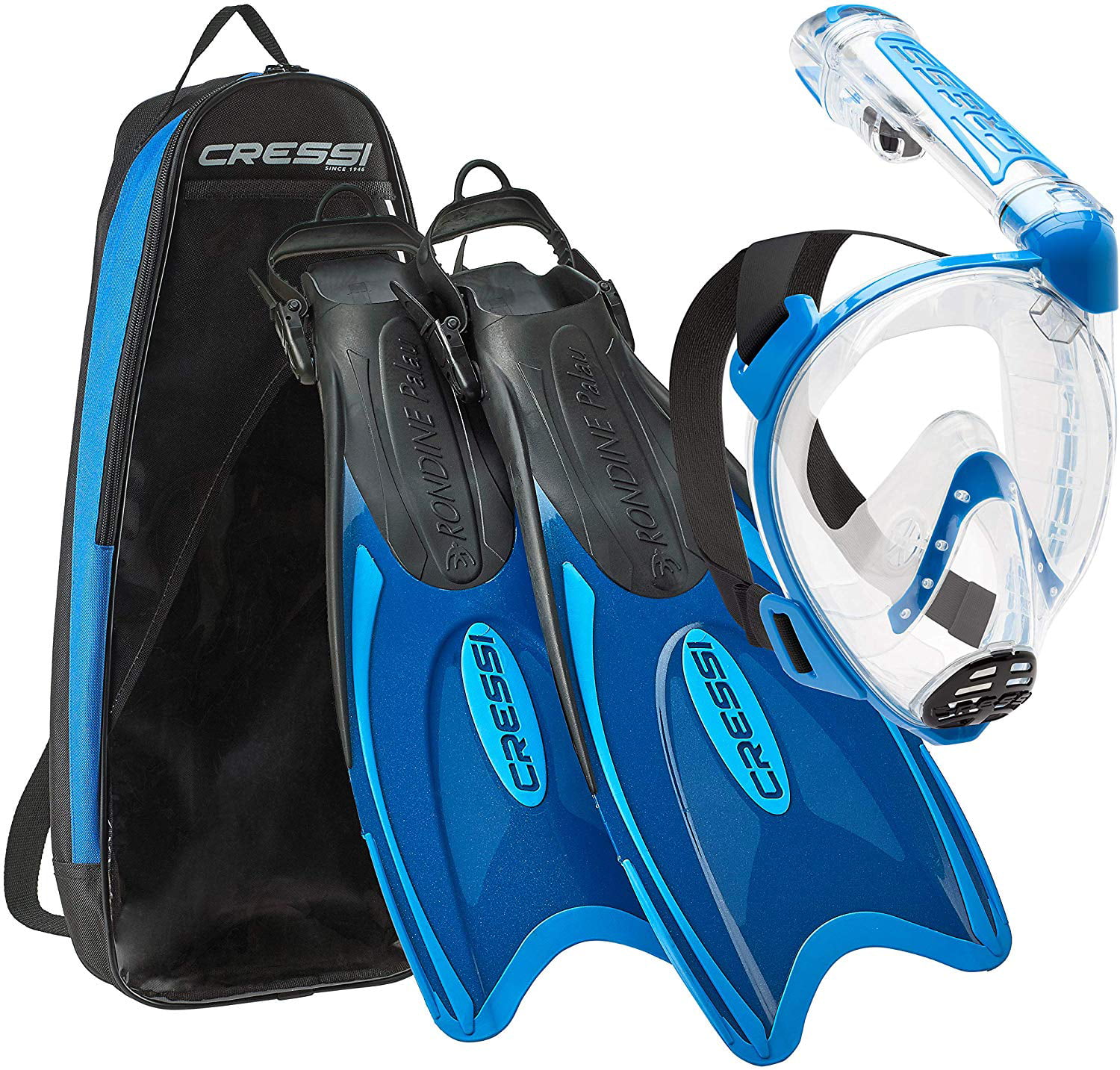 Designed and Manufactured in Italy Cressi Palau Mask Fin Snorkel Set with Snorkeling Gear Bag 