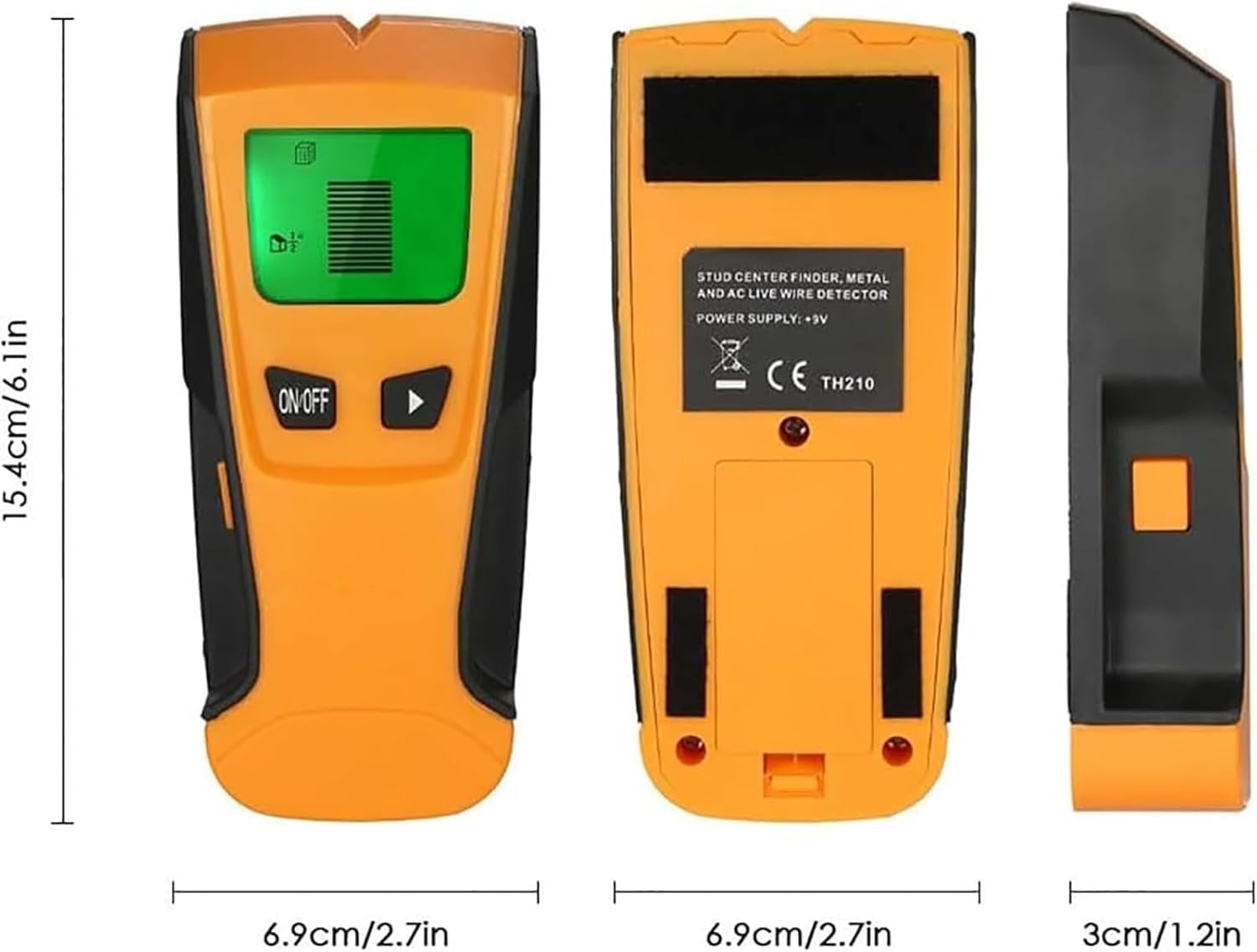 Wall Detector Metal, Multi-Functional LCD Digital Wall Detector, Stud Finder Wall Scanner with Alarm Function, Up to 3” (76mm), for The Center and Edge of Wood AC Cable Metal Studs Joist Pipe