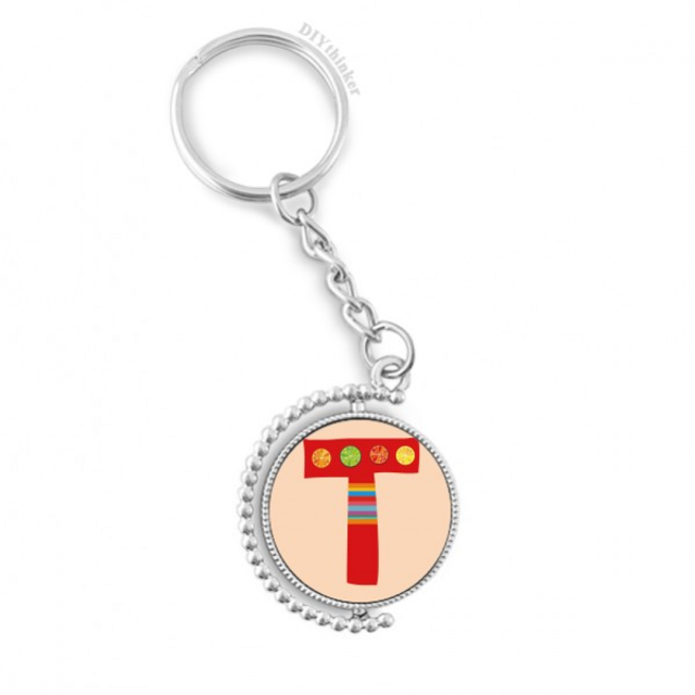 t alphabet orange fruit cute pattern rotatable keyholder disc accessories chain clip
