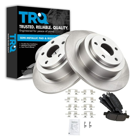 TRQ Rear Brake Pad & Rotor Kit Brake Pads Brake Rotor Semi-Metallic Fits Select 2003-2006 Subaru Baja 2000-2004 Legacy Outback