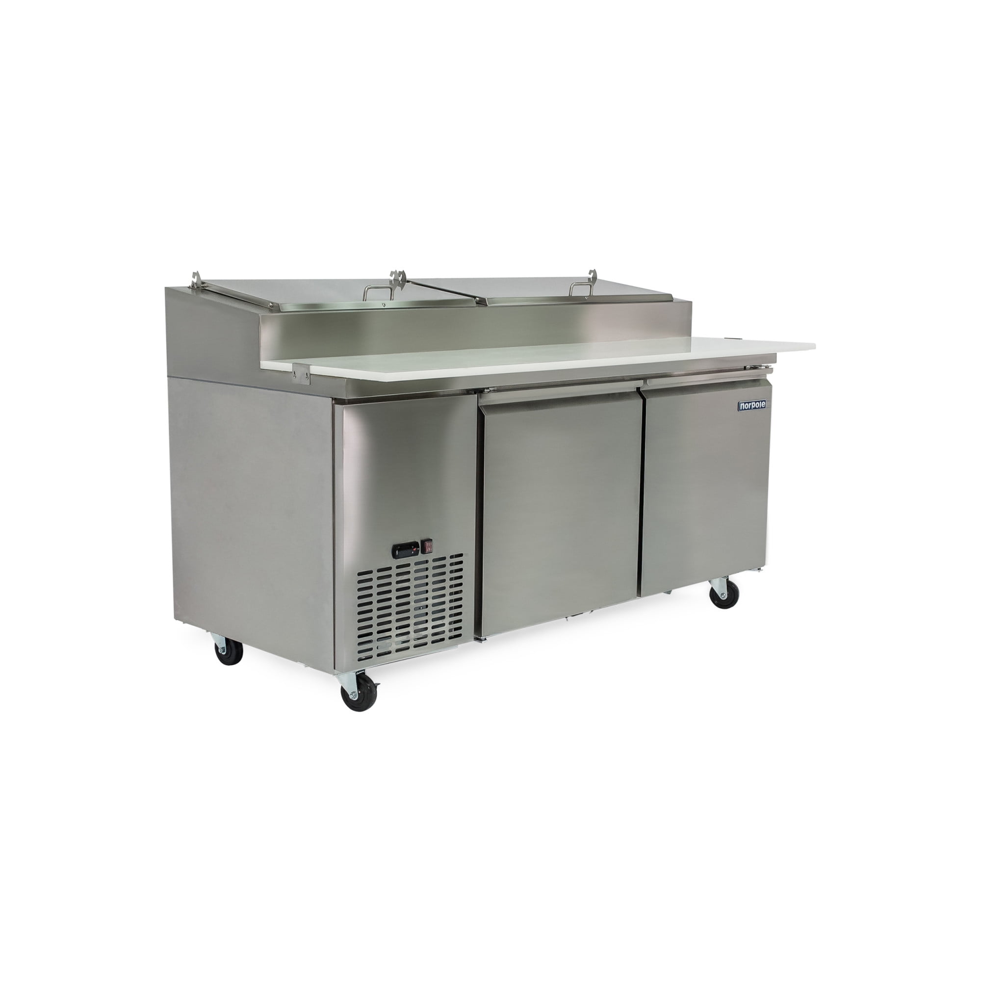 Norpole 16 cu. ft. 2-Door Pizza Prep Table Commercial Refrigerator in Stainless Steel in Stainless Steel
