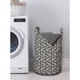 thumbnail image 3 of Abstract Laundry Bag, Continuing Illustration of Monotone Ornate Flower Inspired Strokes, Basket with Handles Drawstring Closure for Laundromats, 13" x 19", Eggshell and Dark Grey, by Ambesonne, 3 of 4