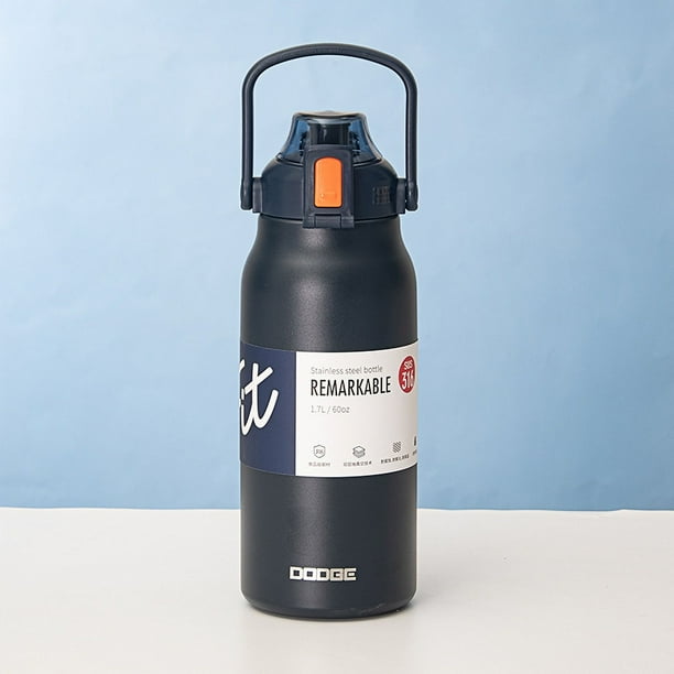 Termo de acero inoxidable de gran capacidad con pajita para niños, botella de agua potable para deportes al aire libre, taza de agua para fitness para niñas