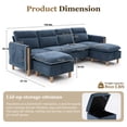thumbnail image 2 of Villeston 4-Seat Sectional Sofa with 2 Ottomans,U Shaped Sofa Couch with Storage Ottomans and Side Pockets, Oversized Modern Chenille Sofa Couch for Living Room,Blue, 2 of 6