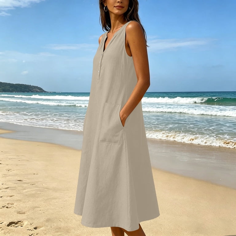 flowy button dress Womens Casual 3/4 Sleeve Shirt Dress Button Down V Neck Tiered Collared  Flowy Maxi Dress Wine Red XL