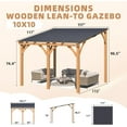 thumbnail image 5 of YODOLLA 10' x 10' Wall-Mounted Outdoor Wood Gazebo, Hardtop Cedar Pergola with Heavy-Duty Awnings for Patio, Deck, Backyard, 5 of 8