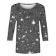 thumbnail image 5 of Tejiojio Women's Sequin Top Round Neck 3/4 Sleeves Sparkly Casual Party Blouse S-2XL, 5 of 5