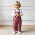 thumbnail image 2 of Pandaie Infant Baby Boy Girl Corduroy Overalls Romper Adjustable Button Suspender Pants Outfit Cute Bear Embroidery Clothes Pink,18-24 Months, 2 of 4