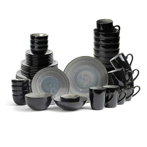 56-Piece Ceramic Cutlery Set - Serves 8 - Microwave and dishwasher available,Grey