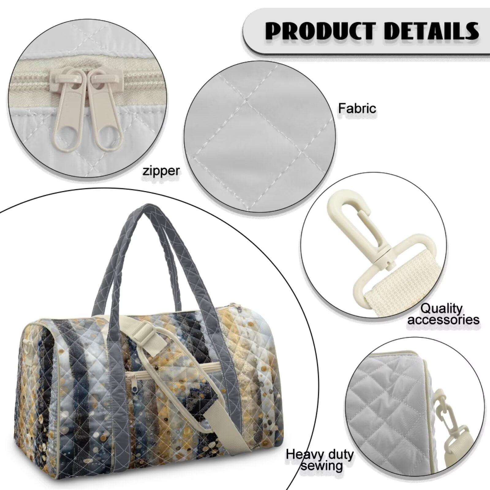 Chririnla Versatile Weekender Bag for Man Women Unisex Gym Bag with Quilted Fabric & Luggage Handle Strap Fits Under Seat, Watercolor Stripe Print