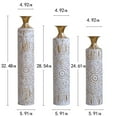 thumbnail image 2 of Floor Metal Vases Decorated White Metal vases Set of 3 gorgeous home decoration large glazed metal vases 24in/28.7in/33.5in height, 2 of 27