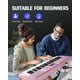 thumbnail image 4 of Teclado Piano Donner DEK-610S de 61 teclas con soporte, taburete rosa, 4 of 7