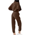 thumbnail image 4 of Kmdttou Sweatsuits Active Jogging for Women's Fashion Solid Color Casual Loose Button Sports Long Sleeve Pants Hoodie Set on Clearance!, 4 of 7