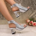 thumbnail image 6 of Caywon Women Heel Sandals Peep Toe Block Heel, Woven Texture Ladies Shoes Dressy, Comfortable Summer Evening Party, Sandalias Mujer, 6 of 6