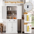 thumbnail image 4 of Ktaxon 72" Kitchen Pantry, Modern Freestanding Pantry Cabinet with Spice Rack, Storage Cabinet with 4 Doors, Large Drawer and Adjustable Shelves for Kitchen,Dining Room, White, 4 of 10