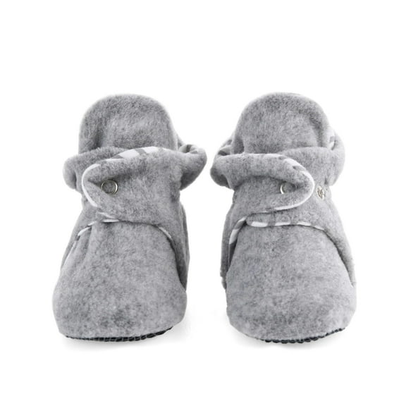 Anti-Slip Sole, Fleece Baby Booties, Newborn Home Booties, Sweat Proof Organic Cotton Lining, Gray