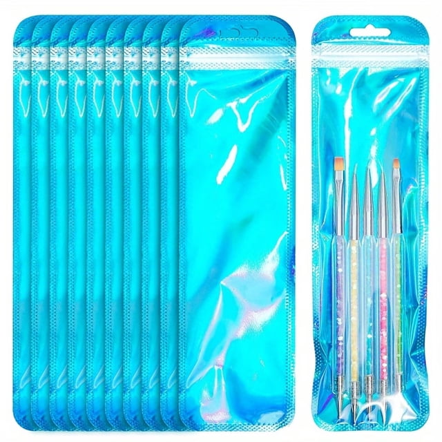 50 bolsas de regalo holográficas con cremallera azul, embalaje resellable for artículos pequeños, ideal for guardar joyas y bolígrafos