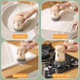 thumbnail image 6 of Kitchen Soap Dispensing Dish Brush Storage Set, Built-In Soap Dispenser And Suspension Storage Design, Multi-Surface Cleaning Tool For Stoves Range Hoods Dishes Pots Pans Sinks, 6 of 8
