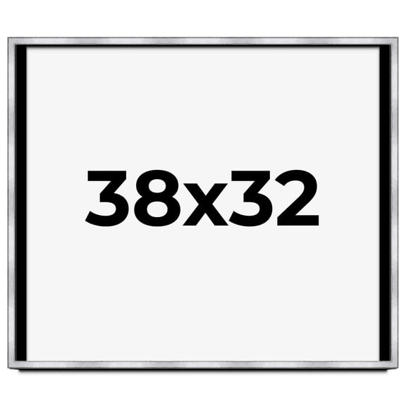 38x32 Shadow Box Frame Silver | 1.375 Inches Deep Real Wood Contemporary Shadowbox Display Frame |