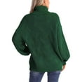 thumbnail image 4 of Baqcunre Womens Sweaters Women's Casual Loose Turtleneck Knitted Sweater Pullover Long Sleeve 2023 Autumn/Winter Sweater Top Hoodies For Women Womens Fall Tops Green M, 4 of 6