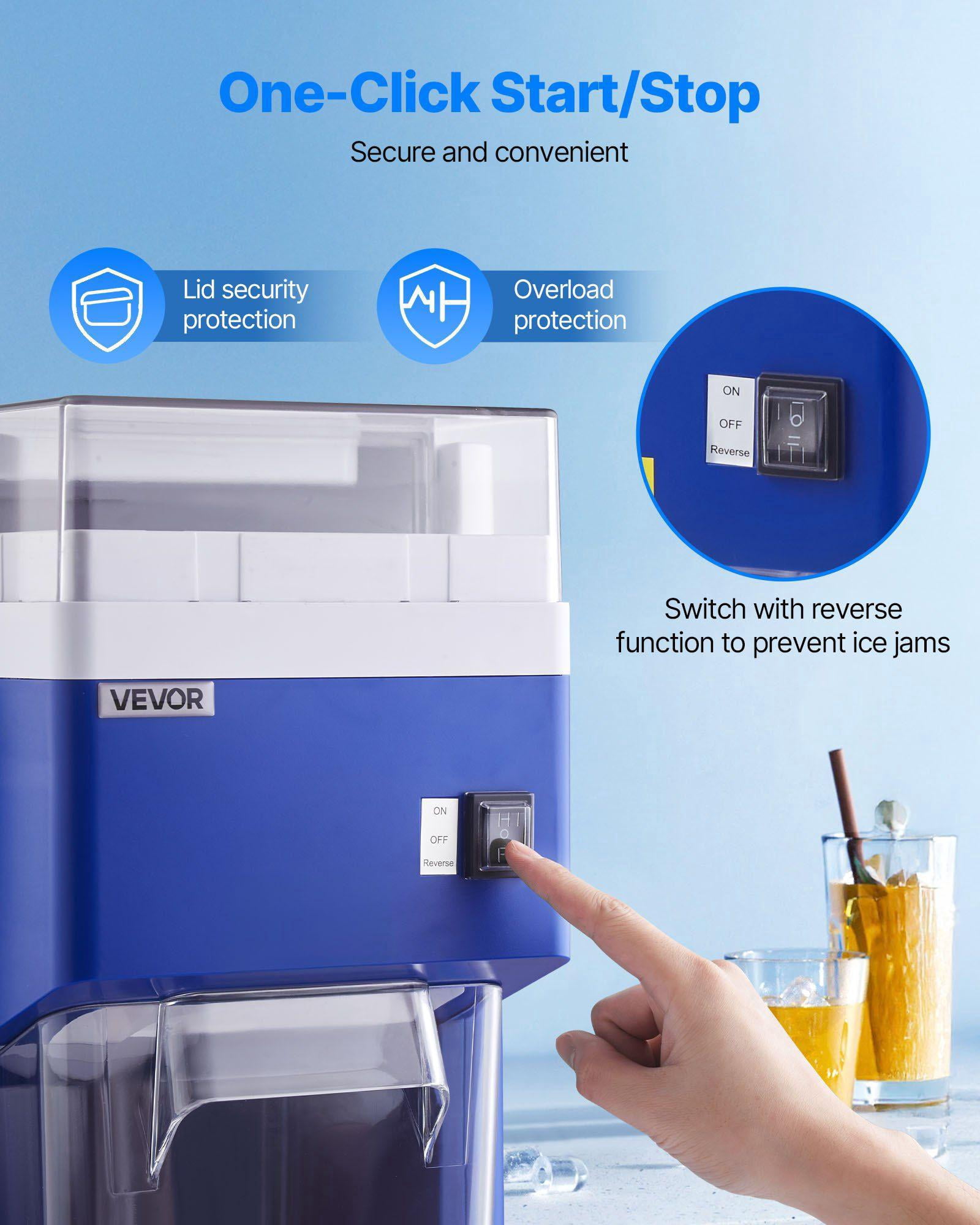 Commercial Ice Shaver Machine 1.91QT 1.8L Large Electric Snow Cone Maker 300W Motor Stainless Steel Blades Fine Fluffy Shaved Ice for Home Party Restaurant Dessert Shop Blue