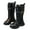 Black, variant on Girls Knee High Combat Boots Trendy Buckle Strappy Lace up Mid Calf Fall Winter Riding Booties