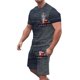thumbnail image 1 of Mens Pantalones Casuales Cuello Redondo Impresión de Manga Corta Blusa Y Pantalones Cortos Traje, Pantalones de Traje para Hombres, 1 of 5