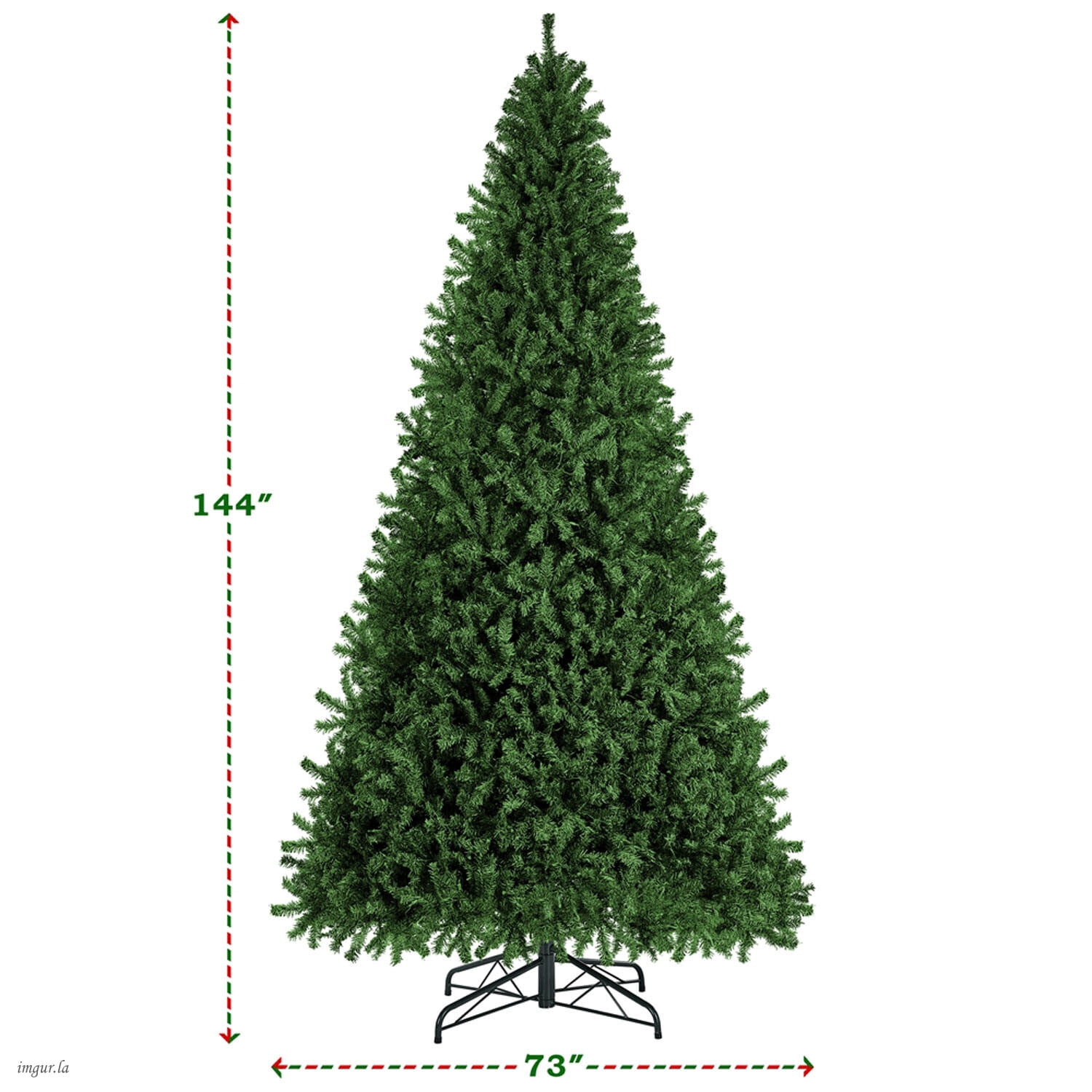 Alden Design 12FT Artificial Christmas Fir Tree with Foldable Stand,Pre-lit Xmas Tree with 1500 LED Warm Lights,Green