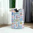 thumbnail image 6 of Yayeee Freestanding Laundry Hamper with Handle Collapsible Large Storage Basket for Clothes, Blue Retro Pattern, 6 of 7